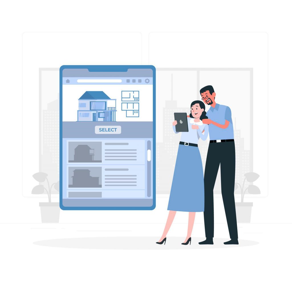 Couple reviewing options to rent or sell property before relocating South Wales